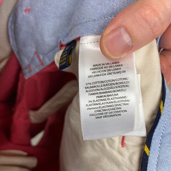 Polo Ralph Lauren Shorts Men 34 Red Khaki‎ Chino Solid Stretch Classic Fit EUC - Picture 12 of 12